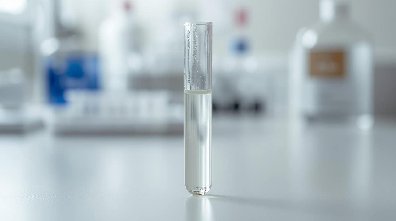 Test tube with clear liquid inside